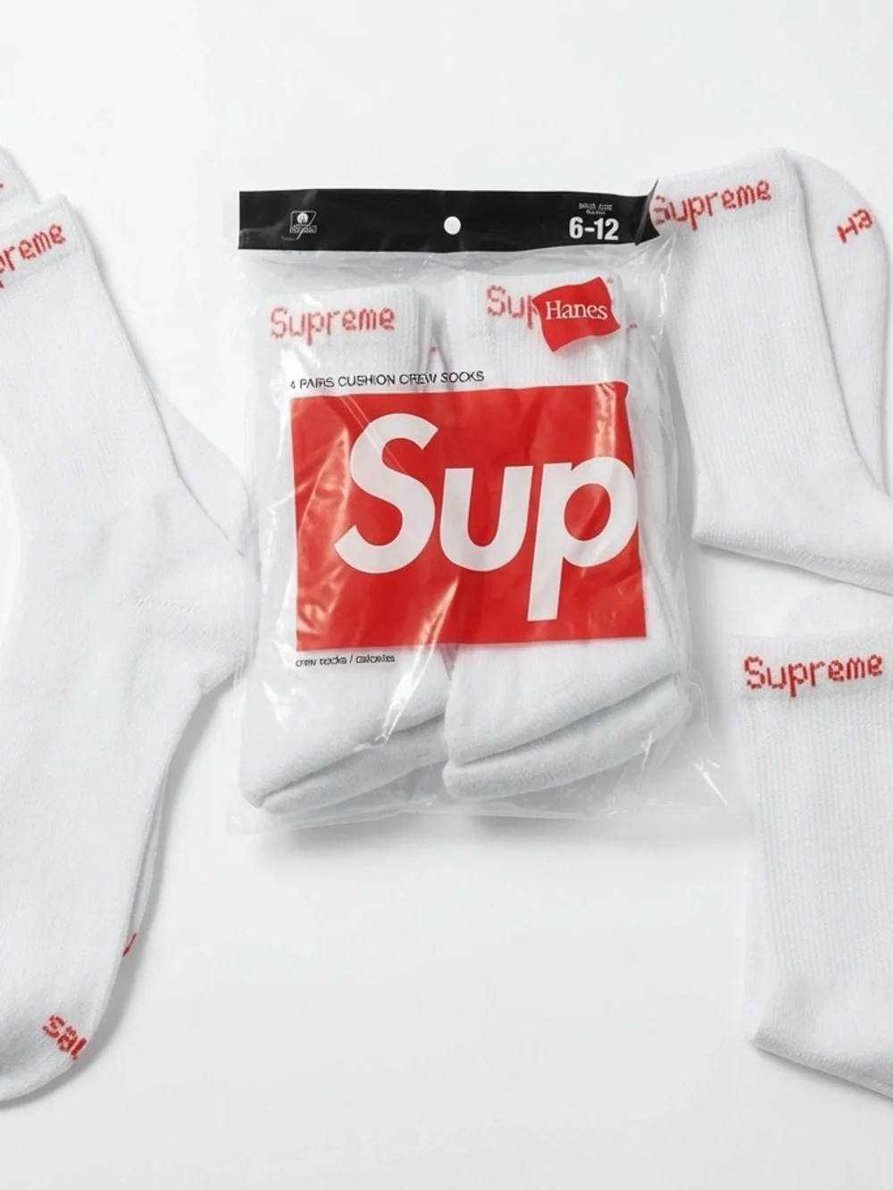 Supreme x Hanes white socks